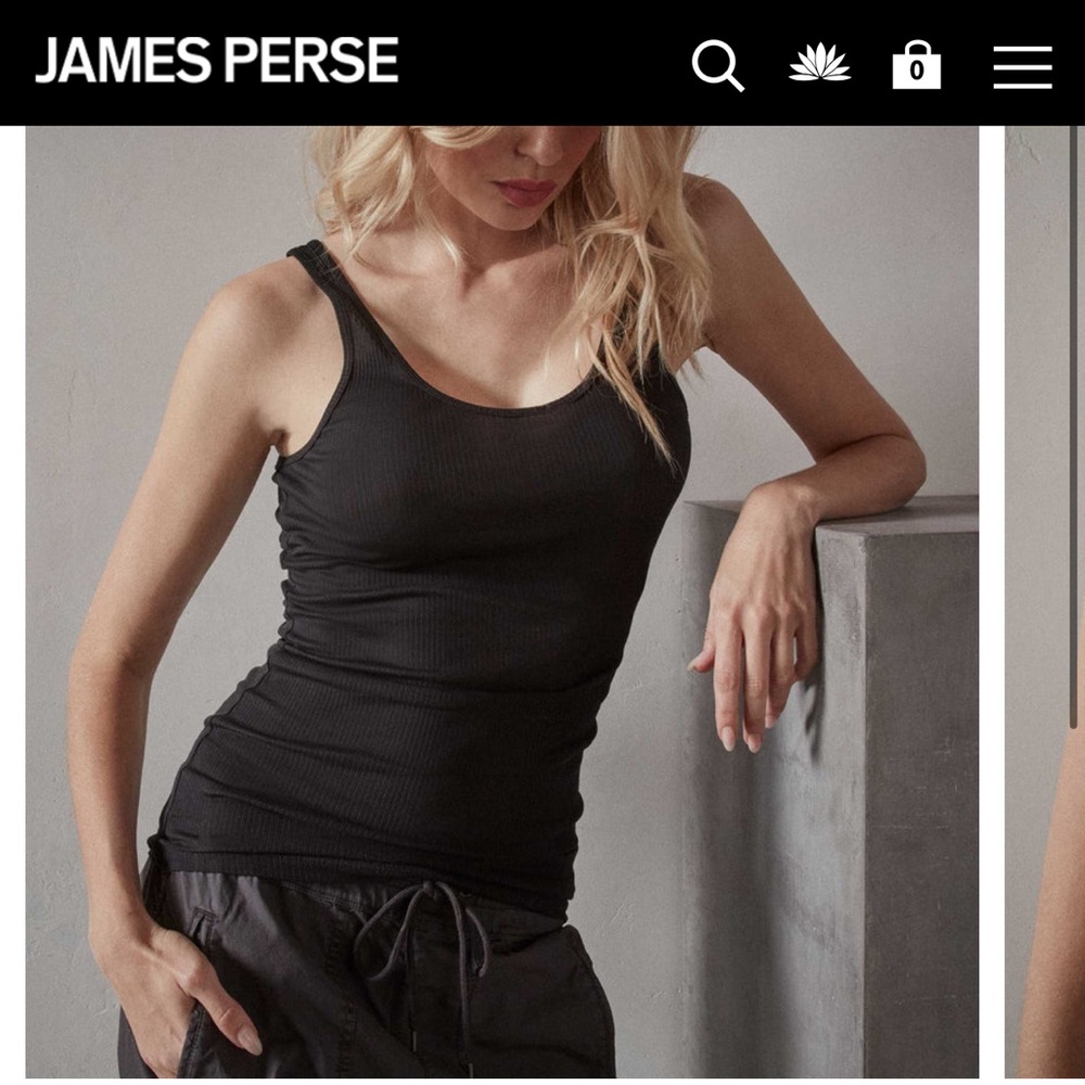 James Perse Black Ribbed Tank Top